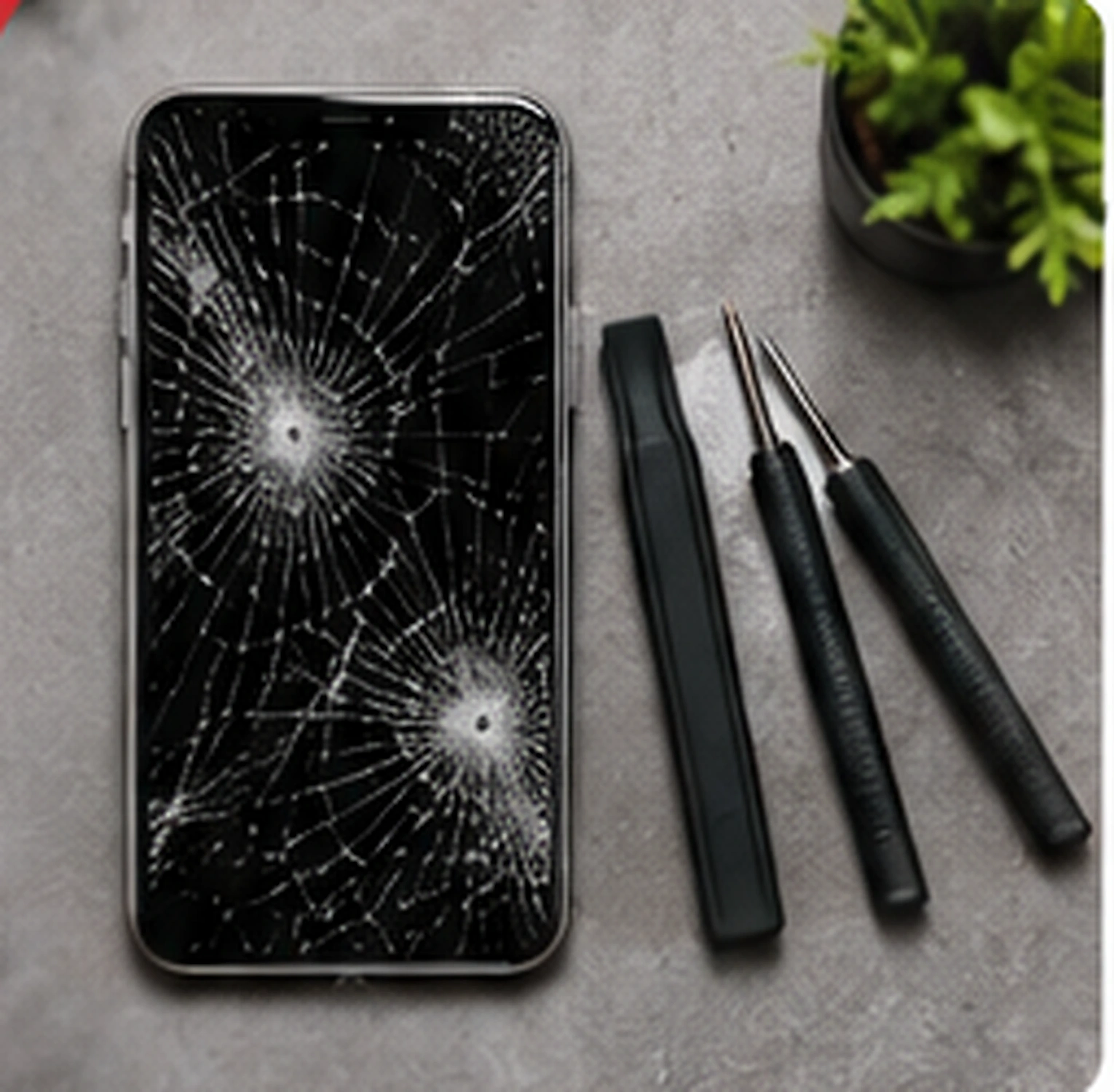 Cracked iPhone ready for professional repair